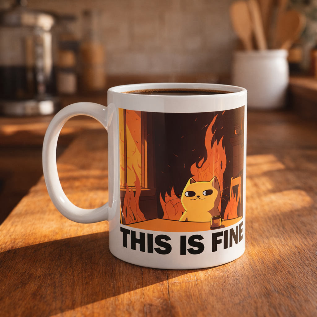 This Is Fine Cat Mug