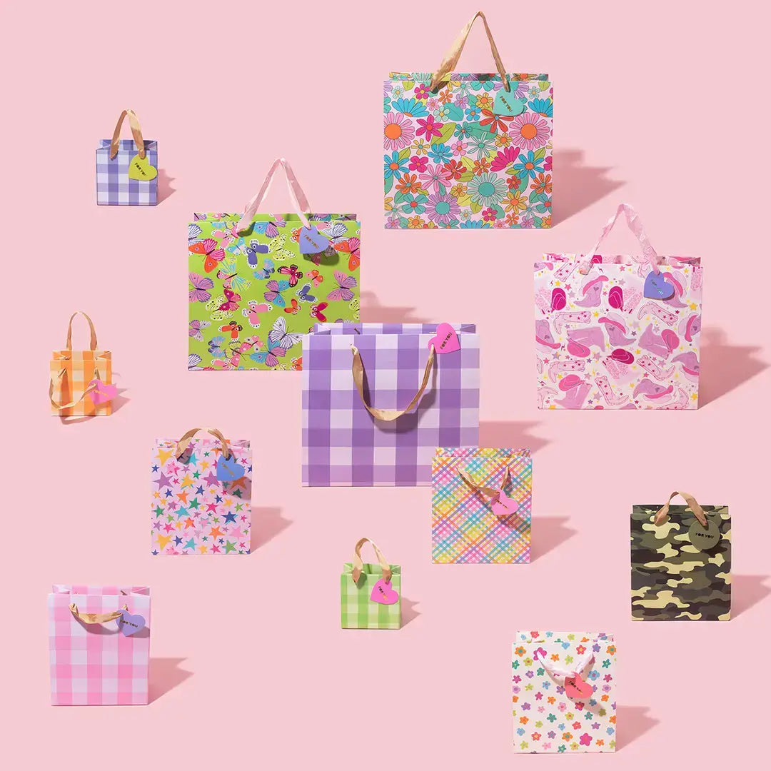 Gift Bags - Purple Gingham - Assorted Sizes