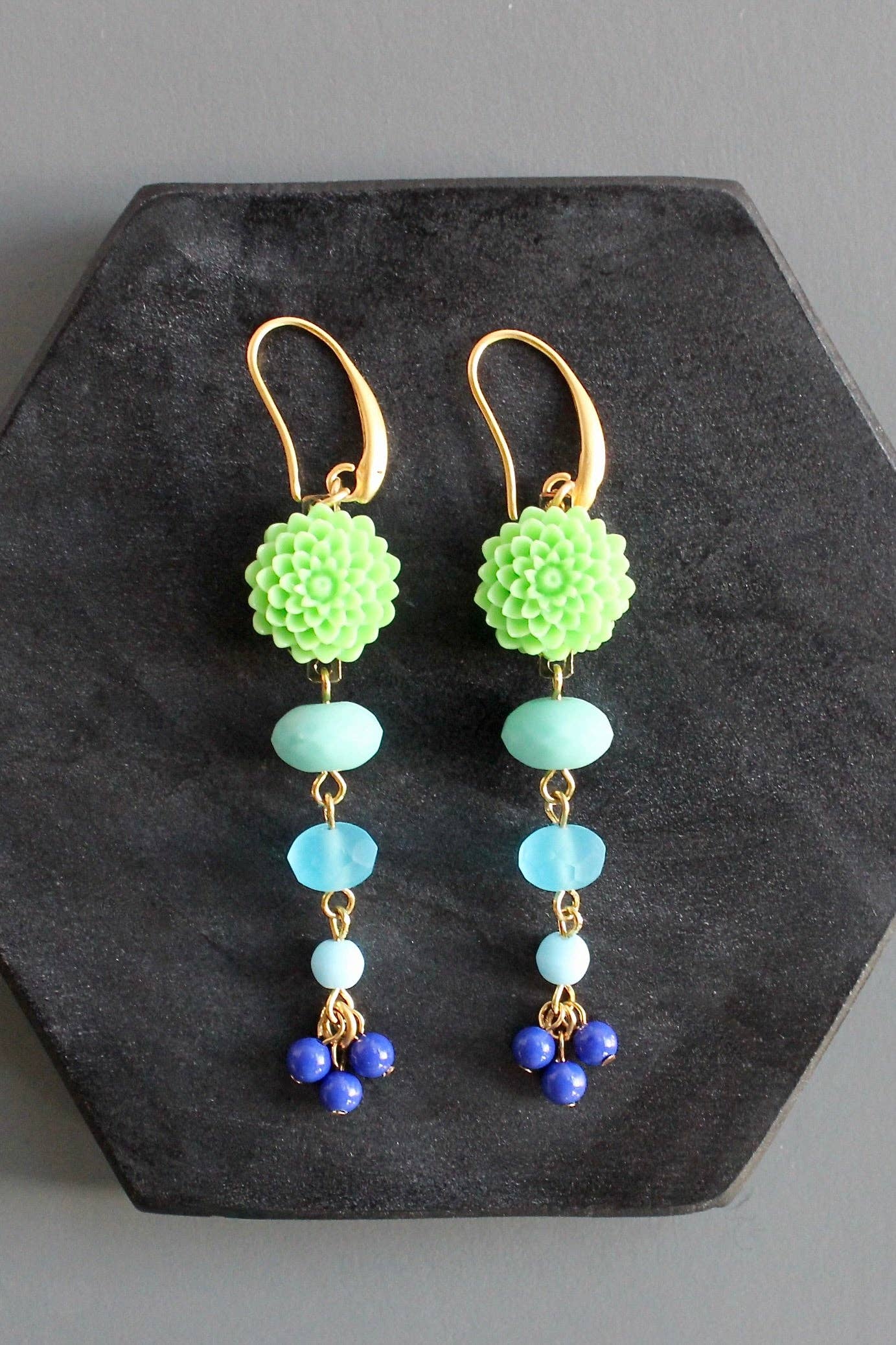 KYLE62 mint green floral earrings