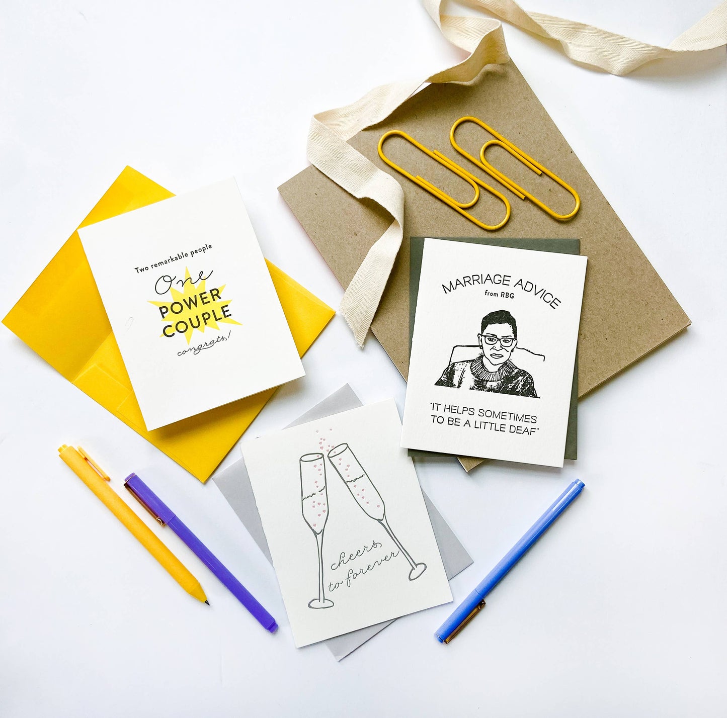 Power Couple - Letterpress Wedding Marriage Congrats Card
