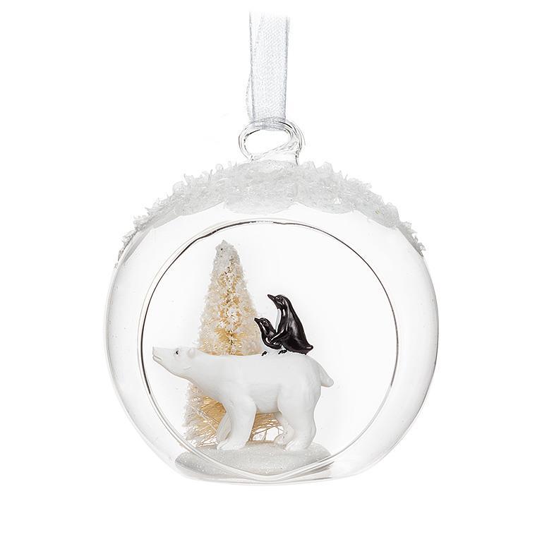 Penguin with Polar Bear Ball Ornament