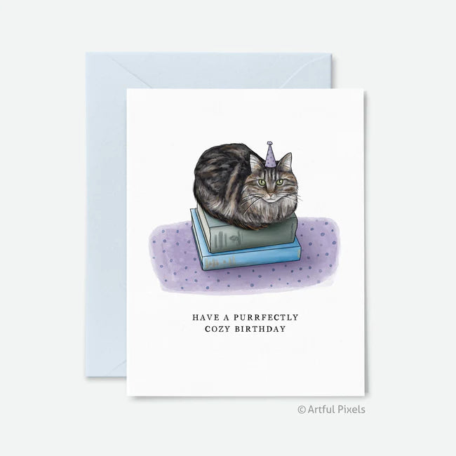 Bookish Cat Birthday Card