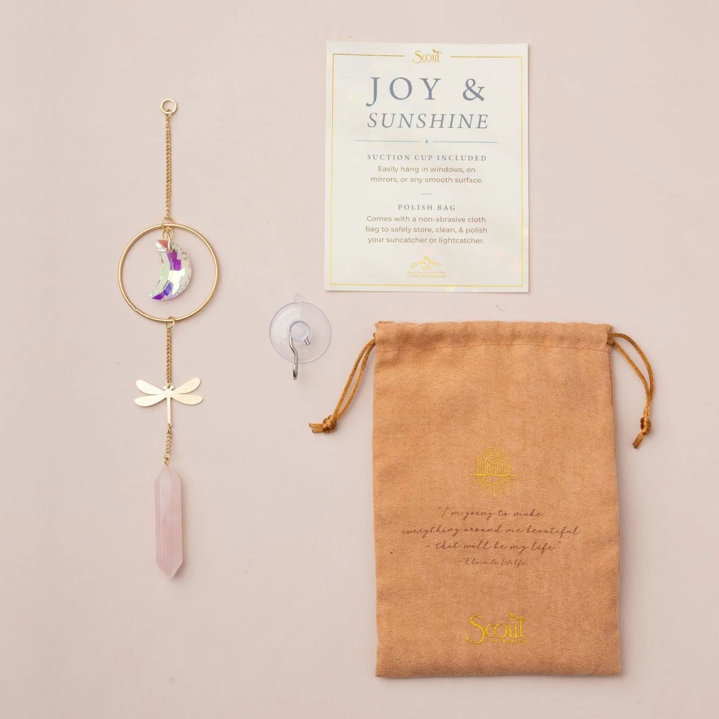 Stone Suncatcher Dragonfly/Rose Quartz
