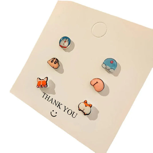 Kawaii Cartoon Earrings 3 pair Set