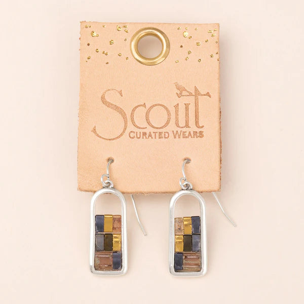 Good Karma Miyuki Frame Earring Gunmetal/Silver