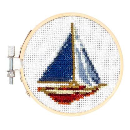DIY Mini Cross Stitch Embroidery Activity Kit, Sailboat Pattern