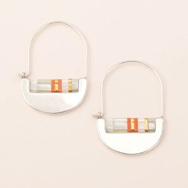 Good Karma Miyuki Crescent Hoop Mist/Salmon/Silver