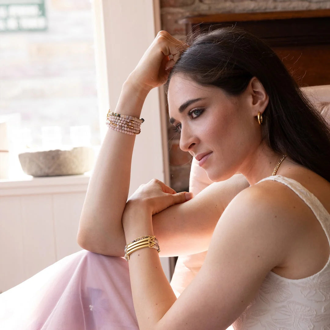 Hidden Message Bracelet - Amethyst/Gold Stone Of Protection "Strong Af"