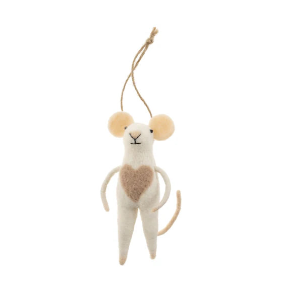 Felt Mouse Ornament: Heartful Mouse Holiday Ornament