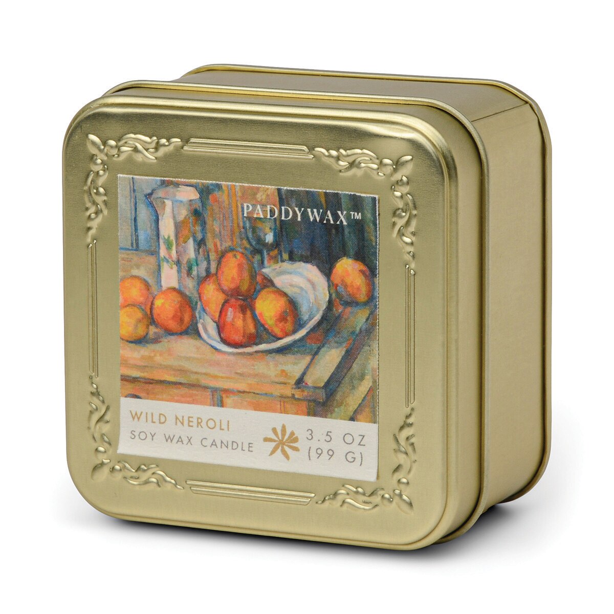 Impressionist 3.5oz Gold Tin - CeZanne, "Still Life With Milk Jug & Fruit"