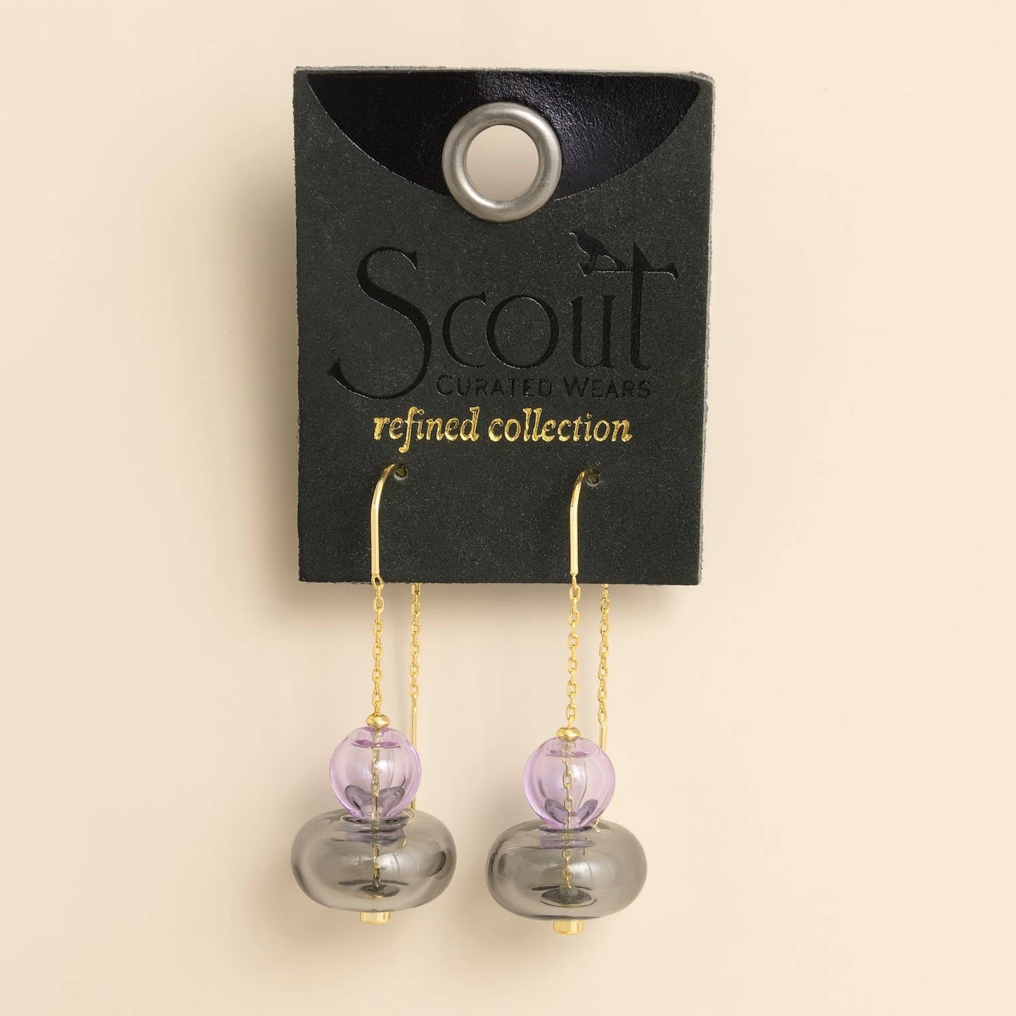 Refined Glass Stacked Threader Lavender/Smoke/Gold