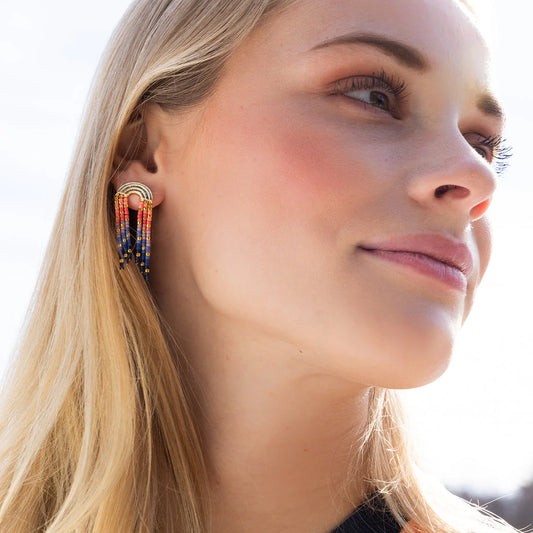 Chromacolor Miyuki Fringe Earrings Turquoise/Multi/Silver