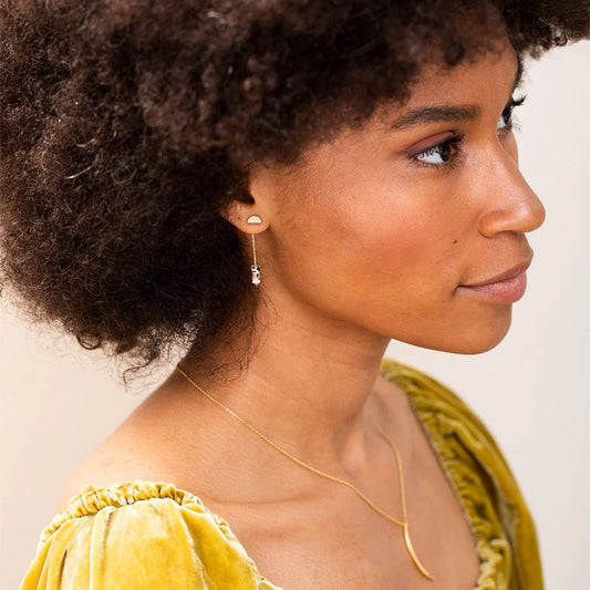 Stone Meteor Thread/Jacket Earring - Lapis/Silver