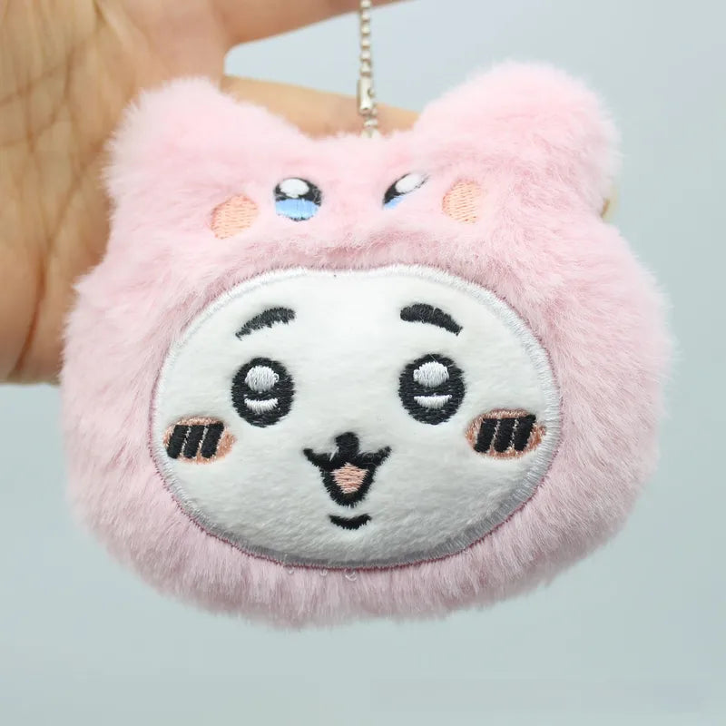 Chiikawa Head Pink Plush Key Charm