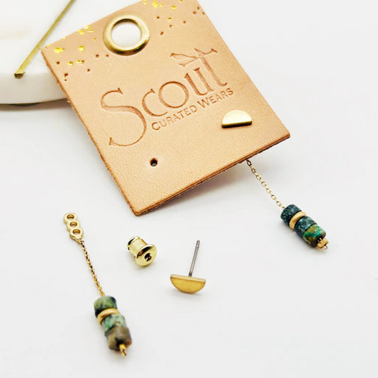 Stone Meteor Thread/Jacket Earring - Rose Quartz/Silver