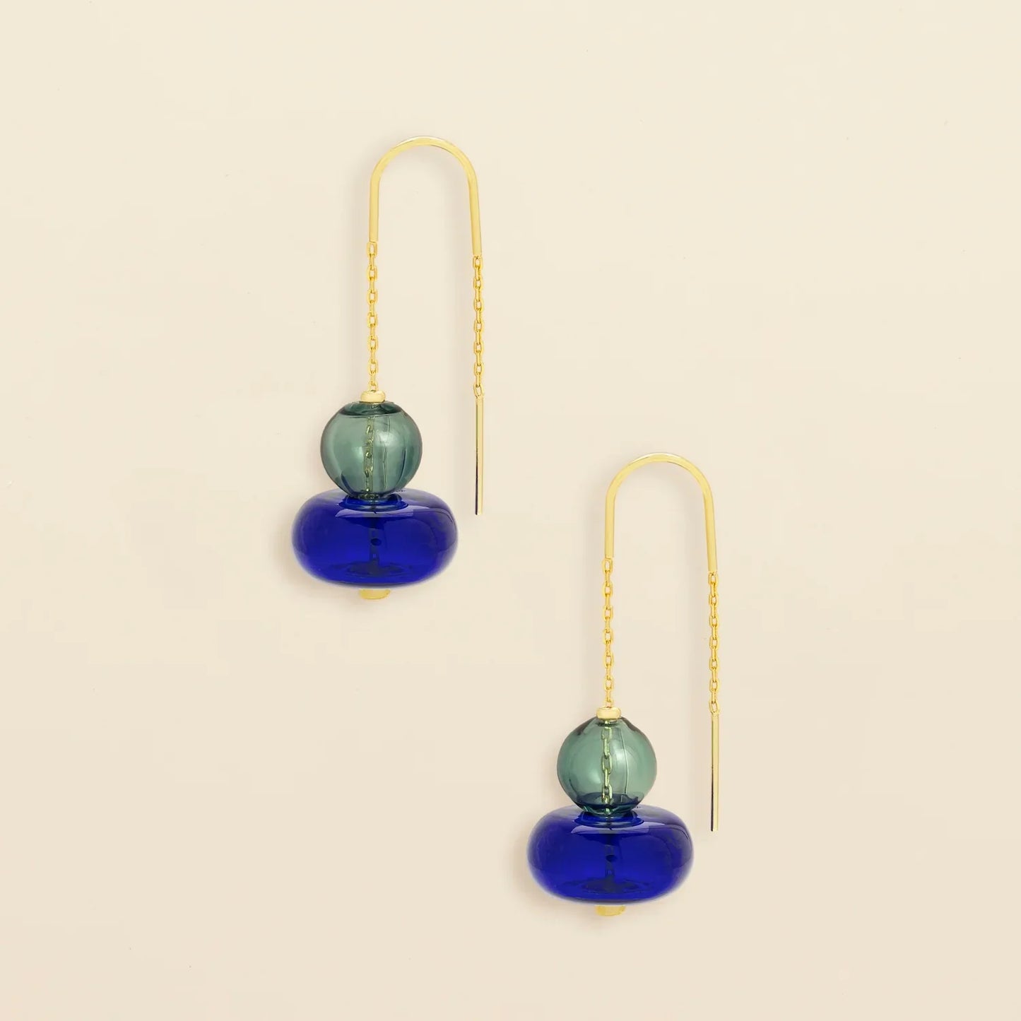 Refined Glass Stacked Threader Teal/Blue/Gold