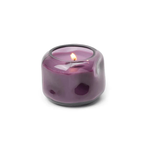 Basalt 5 Oz Organic Shaped Tinted Glass Candle - Violet, VIOLET & VANILLA