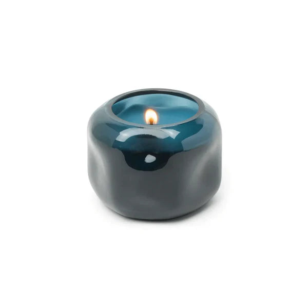 Basalt 5 Oz Organic Shaped Tinted Glass Candle - Navy, ROSEWATER & SANTAL