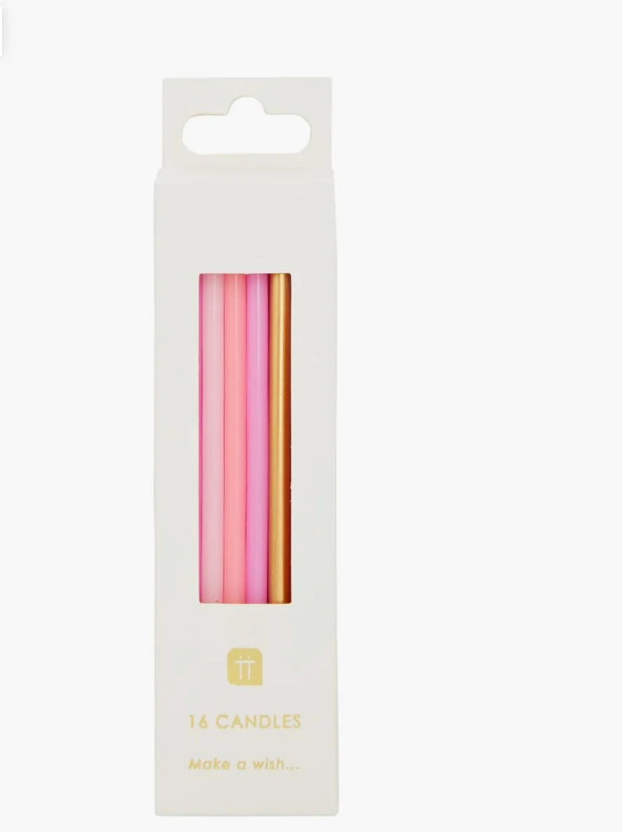 Rose Pink & Gold Birthday Candles - 16 pack | default