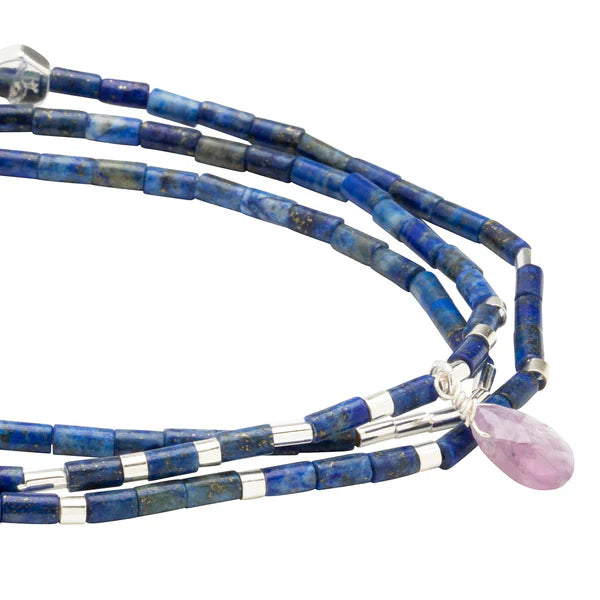 Teardrop Stone Wrap: Lapis/Amethyst/Silver