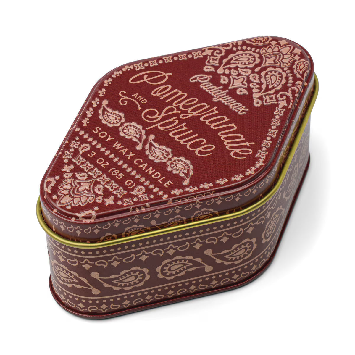 Station 3.5oz Red Bandana Patterned Candle Tin - Pomegranate Spruce