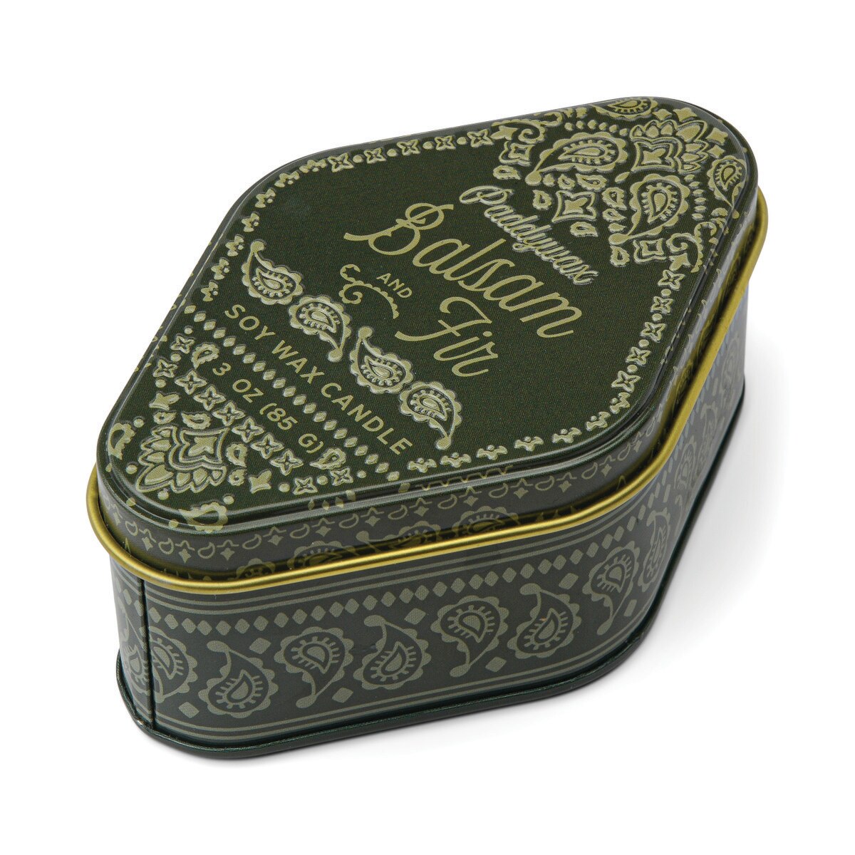 Station 3.5oz Green Bandana Patterned Candle Tin - Balsam & Fir