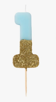 Blue & Gold Glitter Candle