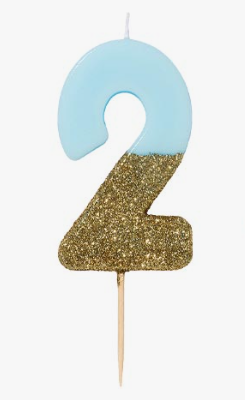 Blue & Gold Glitter Candle