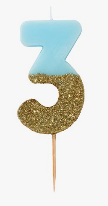Blue & Gold Glitter Candle