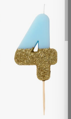 Blue & Gold Glitter Candle