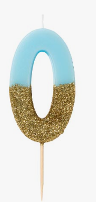 Blue & Gold Glitter Candle