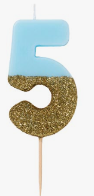 Blue & Gold Glitter Candle