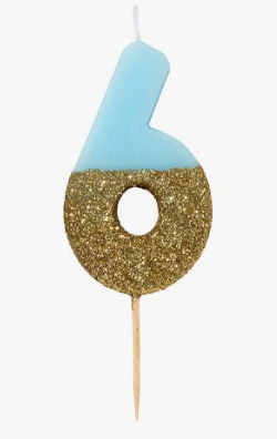 Blue & Gold Glitter Candle