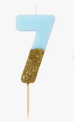 Blue & Gold Glitter Candle