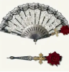 vintage folding fan Black