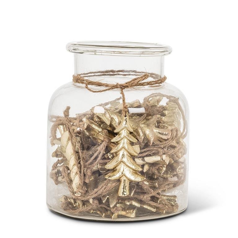 Tree Ornament in Jar Gold 3.5"