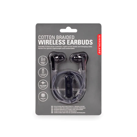 Cotton Braided Wireless Earbuds Front and Company: Gifts