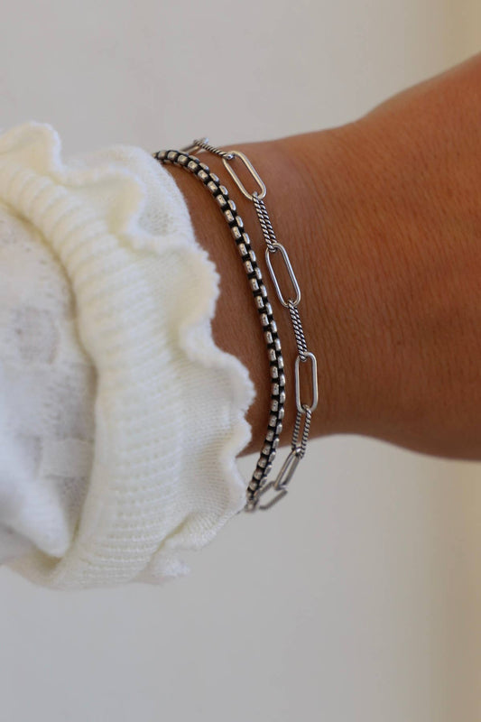 HOLLAND TWO TONE ROUND BOX CHAIN BRACELET