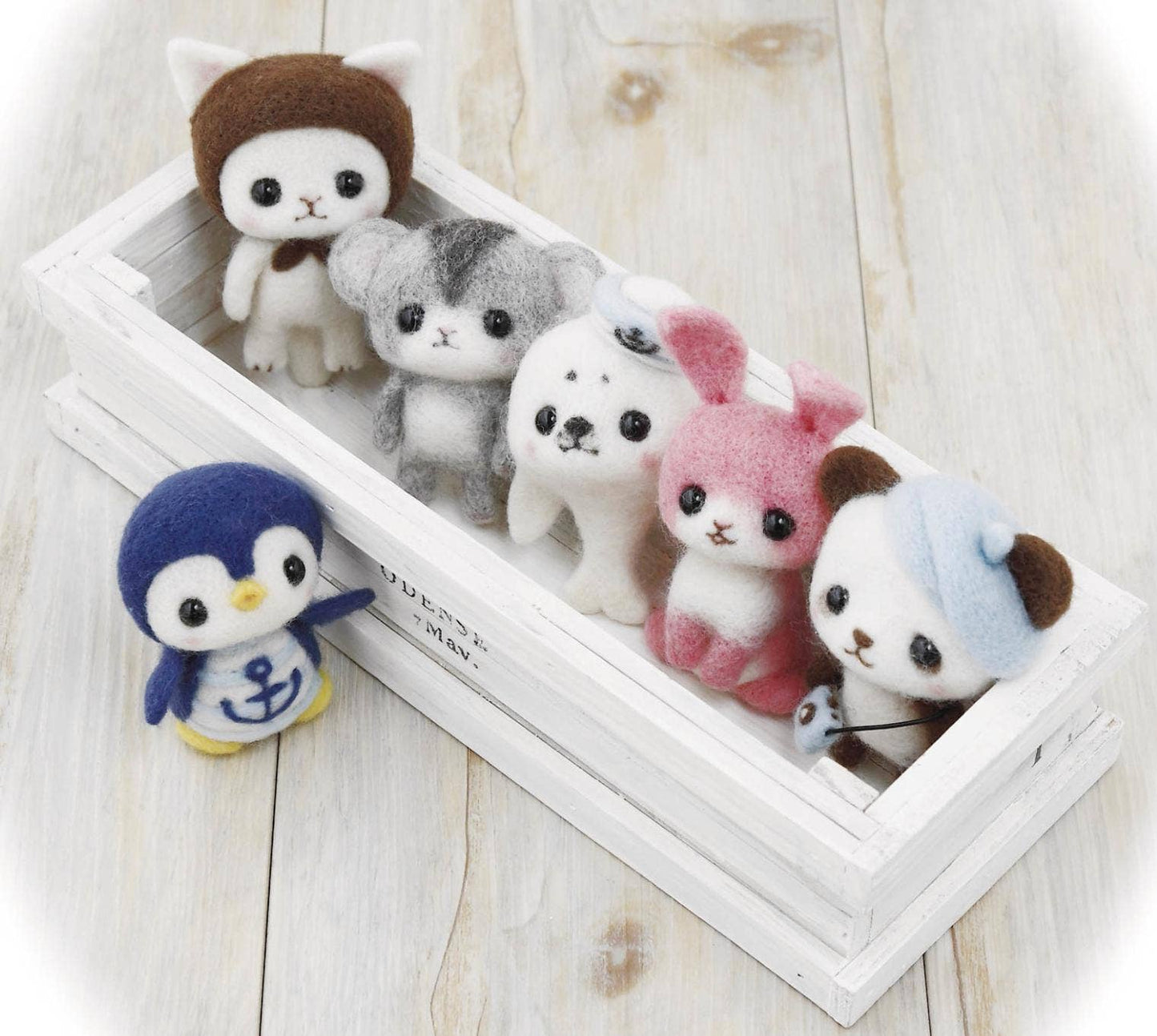 DIY Needle Felting Kit: White Cat & Hamster Craft Set