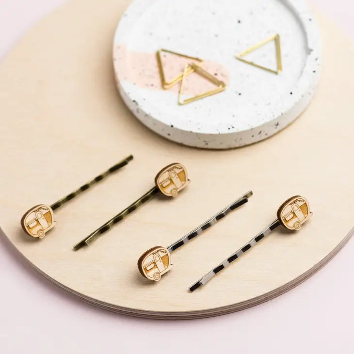Wooden Caravan Hair Slides