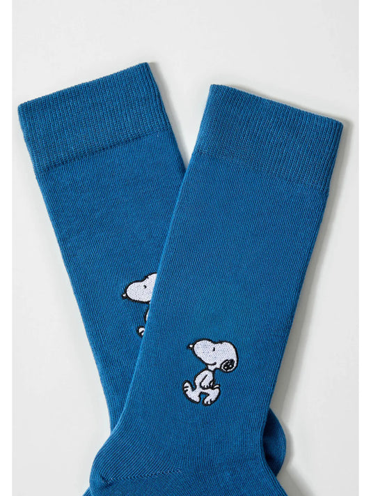 BeSnoopy Embroidered - 100% Organic Cotton Socks | Blue Large