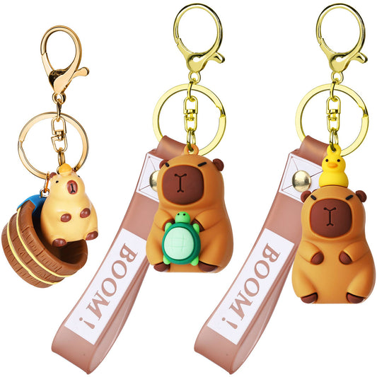 Capybara Bathtub Figurine Keychain Orange Acrylic Key Charm