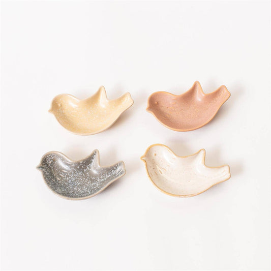 Mini Reactive Glaze Bird Trinket Trays Assorted