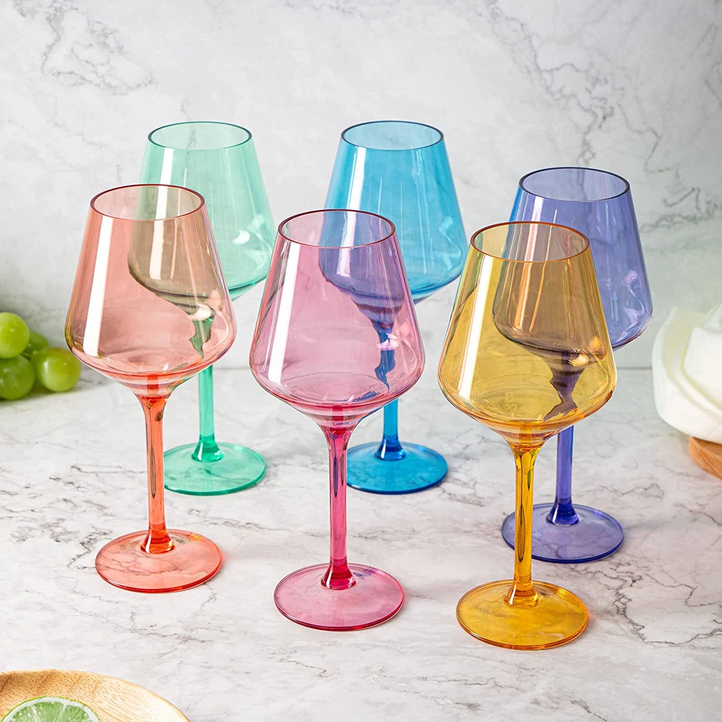 Unbreakable Colored Stemmed Wine Glasses, Acrylic