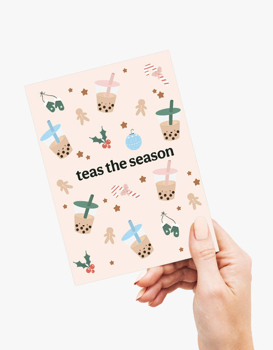 Teas the Season - Christmas/Holiday, Boba Greeting Card