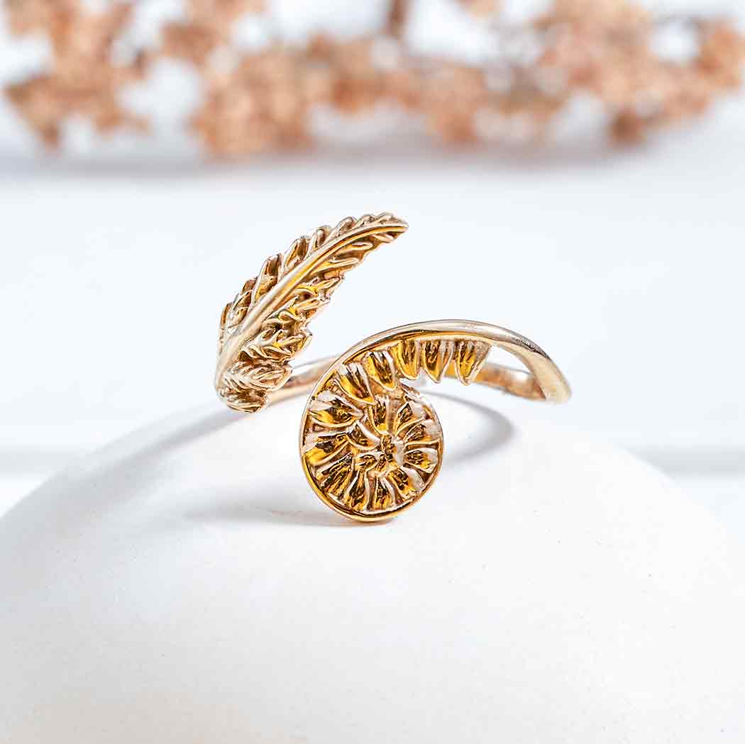 Sterling Silver or Bronze Adjustable Fern Ring