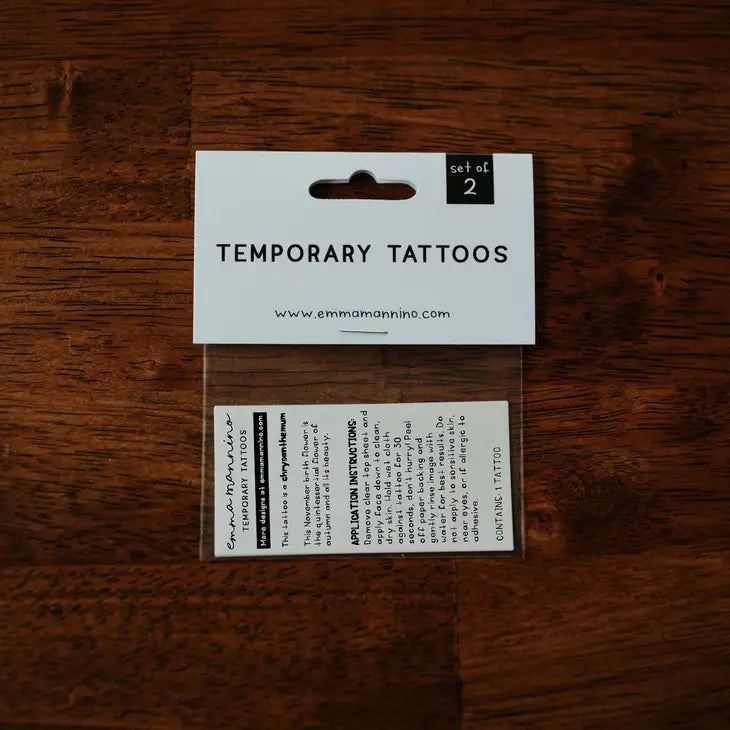November Birth Flower - Chrysanthemum Temporary Tattoos