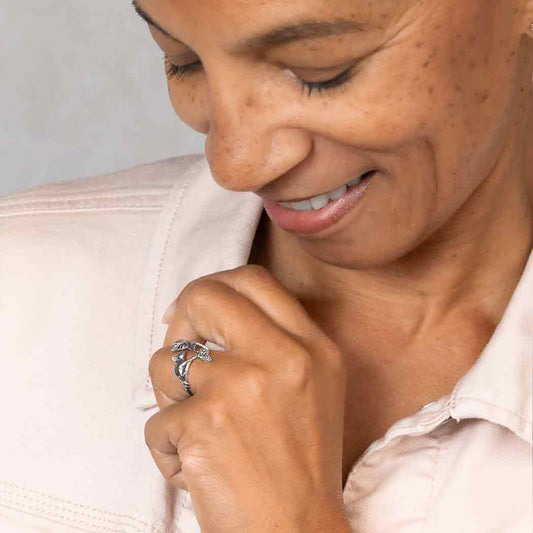 Sterling Silver Adjustable Mouse and Blackberry Ring