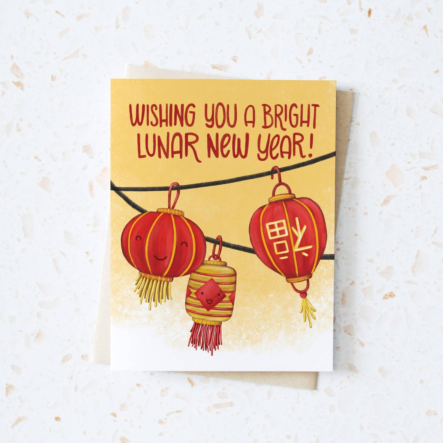 Lunar New Year's Asian Greeting Card - Paper Lanterns