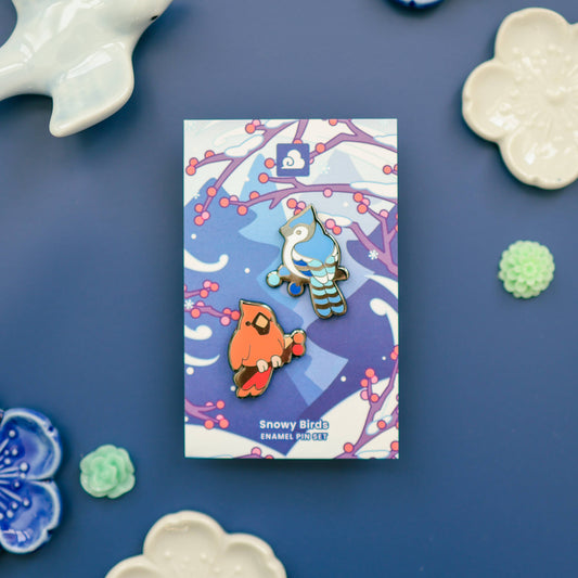 Enamel Pin - Snowy Birds Pin Set